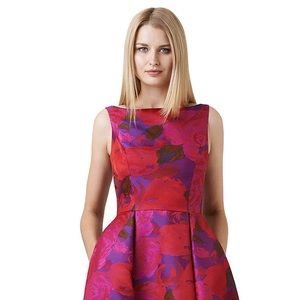Adrianna Papell Floral Tea Length Dress